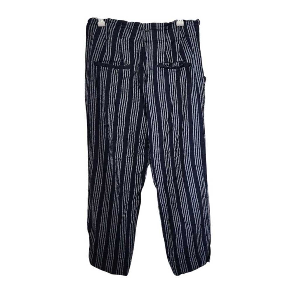 Loft Outlet Navy White Striped High Rise Straight Leg Linen Pants Size 4 171 - Picture 2 of 6